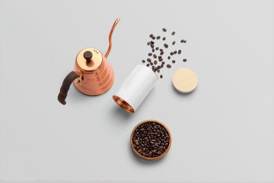 高端品牌咖啡包装袋VI提案场景展示文创智能贴图样机PSD设计素材【023】
